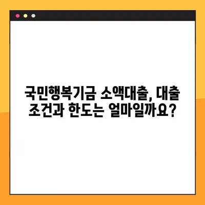 국민행복기금 소액대출, 1금융권보다 저렴한 금리 받는 방법| 상세 가이드 | 저금리 대출, 서민 금융 지원, 대출 조건