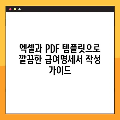 급여명세서 양식 무료 다운로드 & 작성 가이드 | 엑셀, PDF, 상세 설명, 예시 포함