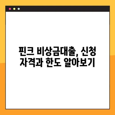 핀크 비상금대출, 최대 300만원까지! 무직자도 가능할까요? | 핀크, 비상금, 대출, 무직자, 조건, 한도