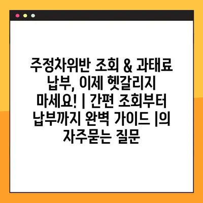 주정차위반 조회 & 과태료 납부, 이제 헷갈리지 마세요! | 간편 조회부터 납부까지 완벽 가이드 |