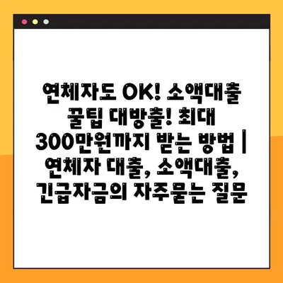 연체자도 OK! 소액대출 꿀팁 대방출! 최대 300만원까지 받는 방법 | 연체자 대출, 소액대출, 긴급자금