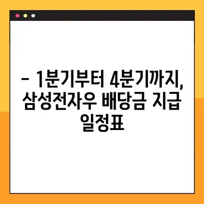 삼성전자우 배당금 지급일 완벽 정리! (1~4분기) | 삼성전자, 배당금, 주식, 투자, 지급일, 일정