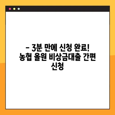 농협 올원 비상금대출| 무직자도 3분 만에 가능할까? | 빠르고 간편한 비상금 대출 신청 방법