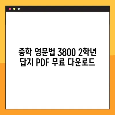 중학 영문법 3800 2학년 답지 다운로드 PDF | 핵심 정리 & 문제 풀이