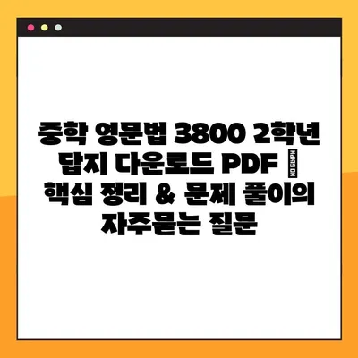 중학 영문법 3800 2학년 답지 다운로드 PDF | 핵심 정리 & 문제 풀이