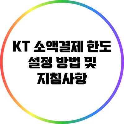 KT 소액결제 한도 설정 방법 및 지침사항