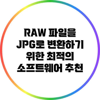 RAW 파일을 JPG로 변환하기 위한 최적의 소프트웨어 추천