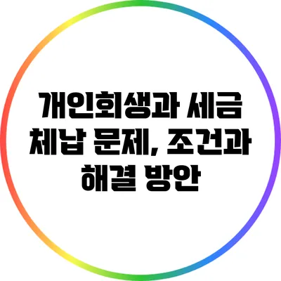 개인회생과 세금 체납 문제, 조건과 해결 방안