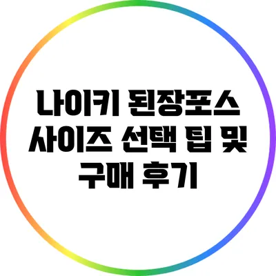 나이키 된장포스 사이즈 선택 팁 및 구매 후기