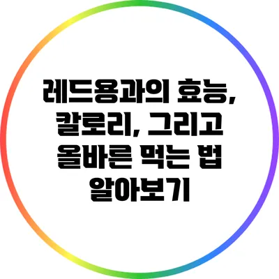 레드용과의 효능, 칼로리, 그리고 올바른 먹는 법 알아보기