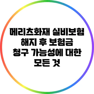 메리츠화재 실비보험 해지 후 보험금 청구 가능성에 대한 모든 것