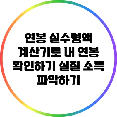 연봉 실수령액 계산기로 내 연봉 확인하기: 실질 소득 파악하기