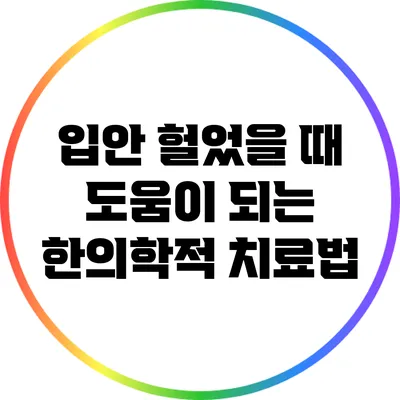 입안 헐었을 때 도움이 되는 한의학적 치료법