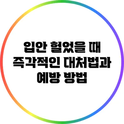 입안 헐었을 때 즉각적인 대처법과 예방 방법