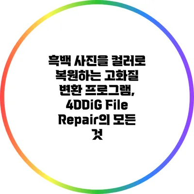 흑백 사진을 컬러로 복원하는 고화질 변환 프로그램, 4DDiG File Repair의 모든 것