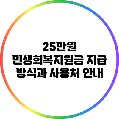 25만원 민생회복지원금: 지급 방식과 사용처 안내