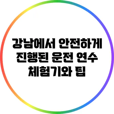 강남에서 안전하게 진행된 운전 연수 체험기와 팁