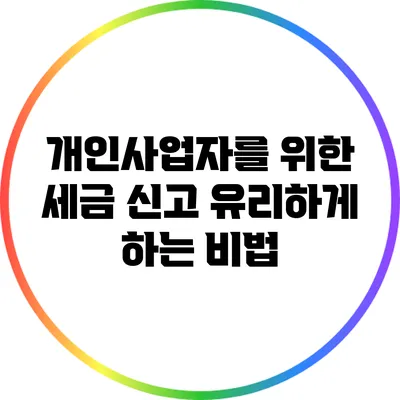 개인사업자를 위한 세금 신고 유리하게 하는 비법