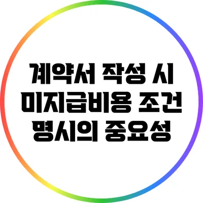 계약서 작성 시 미지급비용 조건 명시의 중요성