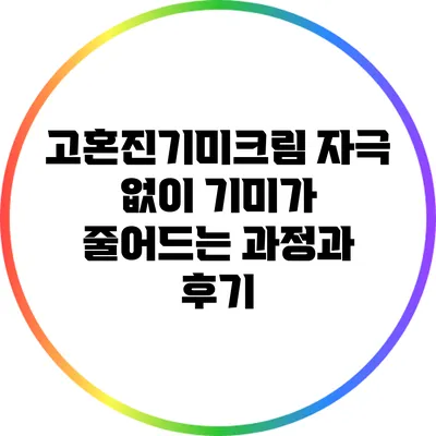 고혼진기미크림: 자극 없이 기미가 줄어드는 과정과 후기