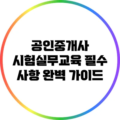공인중개사 시험실무교육 필수 사항 완벽 가이드