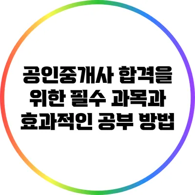 공인중개사 합격을 위한 필수 과목과 효과적인 공부 방법