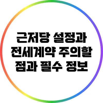 근저당 설정과 전세계약: 주의할 점과 필수 정보