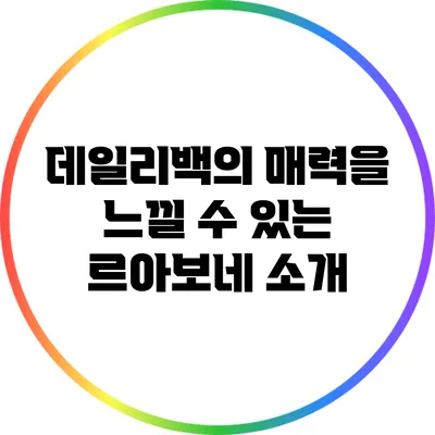 데일리백의 매력을 느낄 수 있는 르아보네 소개