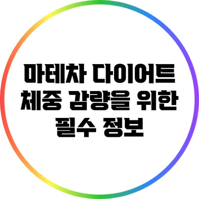 마테차 다이어트: 체중 감량을 위한 필수 정보