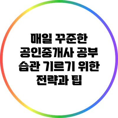 매일 꾸준한 공인중개사 공부 습관 기르기 위한 전략과 팁