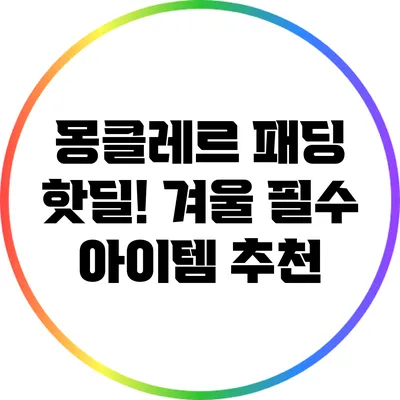 몽클레르 패딩 핫딜! 겨울 필수 아이템 추천