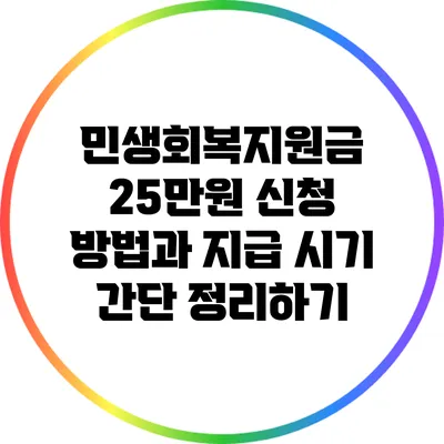 민생회복지원금 25만원 신청 방법과 지급 시기 간단 정리하기