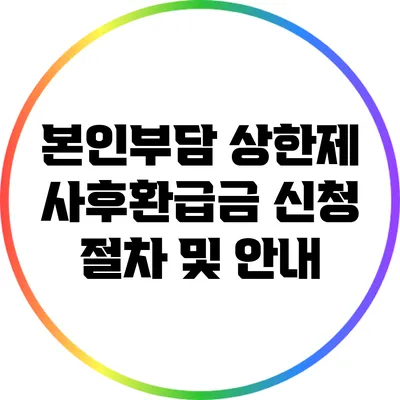 본인부담 상한제 사후환급금 신청 절차 및 안내