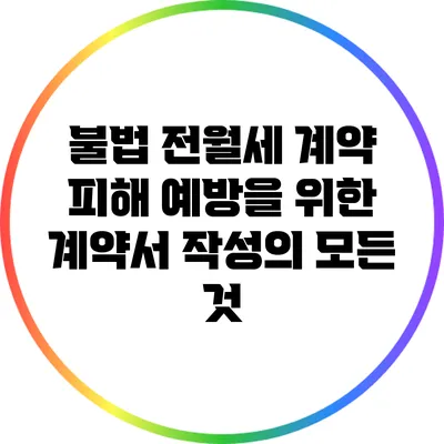 불법 전월세 계약 피해 예방을 위한 계약서 작성의 모든 것