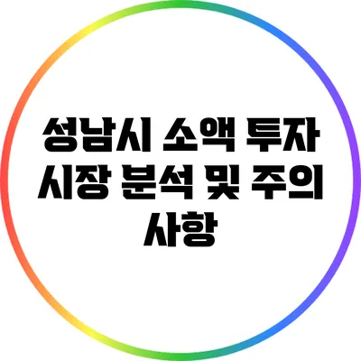 성남시 소액 투자 시장 분석 및 주의 사항