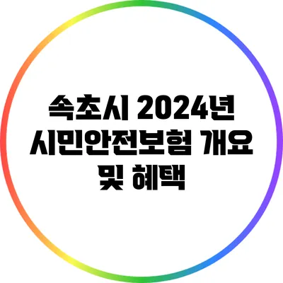 속초시 2024년 시민안전보험 개요 및 혜택
