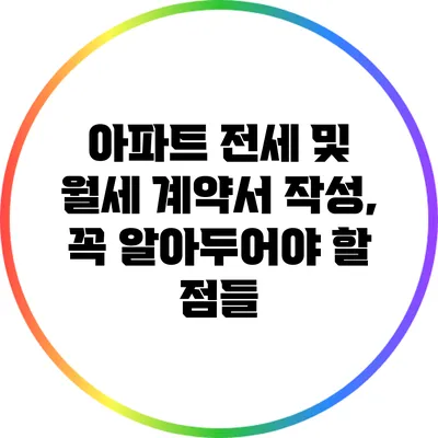 아파트 전세 및 월세 계약서 작성, 꼭 알아두어야 할 점들