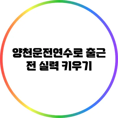 양천운전연수로 출근 전 실력 키우기