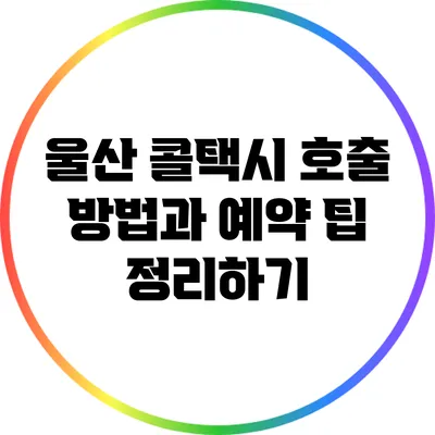 울산 콜택시 호출 방법과 예약 팁 정리하기