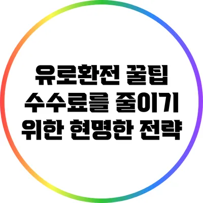 유로환전 꿀팁: 수수료를 줄이기 위한 현명한 전략