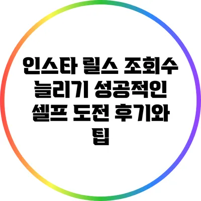 인스타 릴스 조회수 늘리기: 성공적인 셀프 도전 후기와 팁