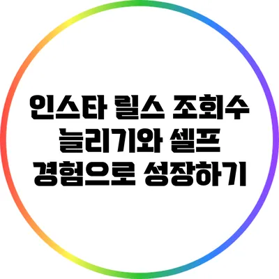 인스타 릴스 조회수 늘리기와 셀프 경험으로 성장하기