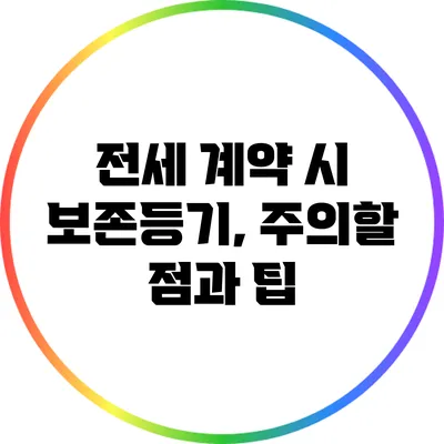 전세 계약 시 보존등기, 주의할 점과 팁