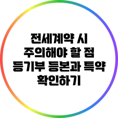 전세계약 시 주의해야 할 점: 등기부 등본과 특약 확인하기