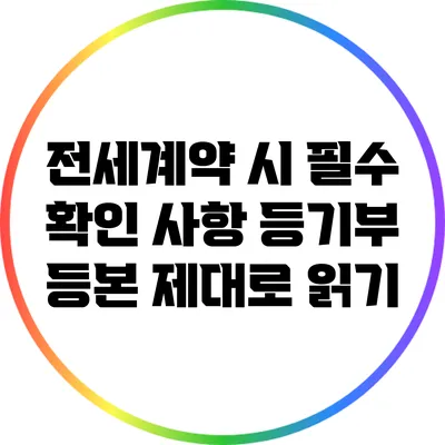 전세계약 시 필수 확인 사항: 등기부 등본 제대로 읽기