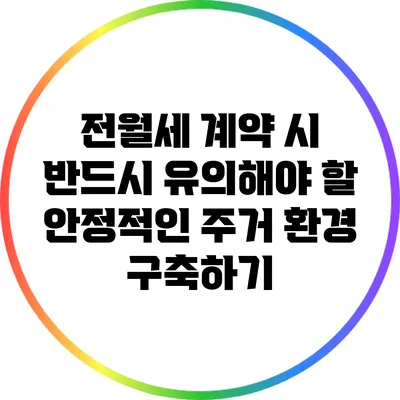 전월세 계약 시 반드시 유의해야 할 안정적인 주거 환경 구축하기