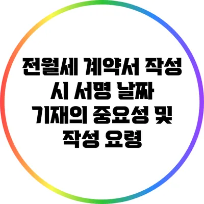 전월세 계약서 작성 시 서명 날짜 기재의 중요성 및 작성 요령