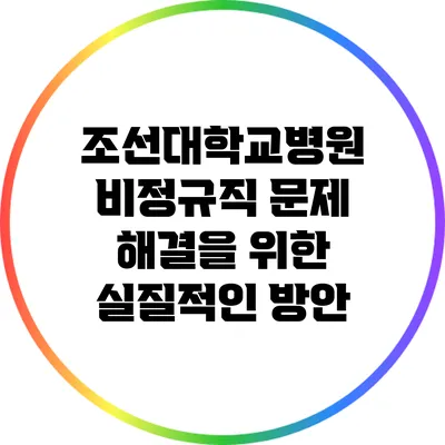 조선대학교병원 비정규직 문제 해결을 위한 실질적인 방안