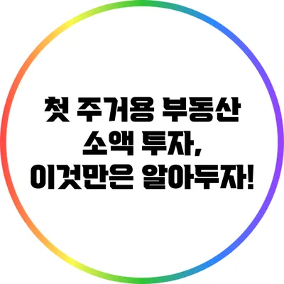 첫 주거용 부동산 소액 투자, 이것만은 알아두자!