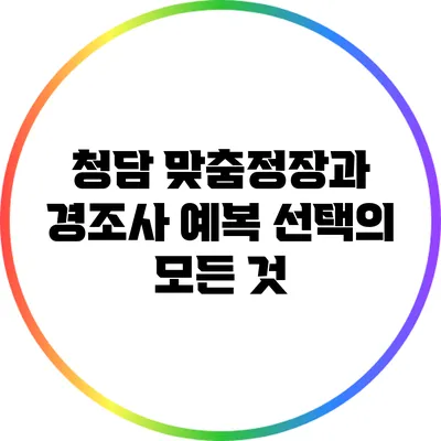 청담 맞춤정장과 경조사 예복 선택의 모든 것
